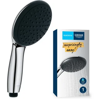 Grohe Vitalio 110, Duschkopf wassersparend, 8l pro Min (Handbrause 1 Strahlart, Universalanschluss, Silikonring schützt Duschbrause bei Stürzen), rund, chrom,