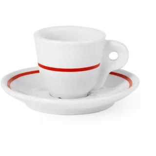 Royal Norfolk 7077800 Espressotassen Set aus 6 Kaffeetassen aus weißem Porzellan, Dekor rot, mit Untertasse, cc65