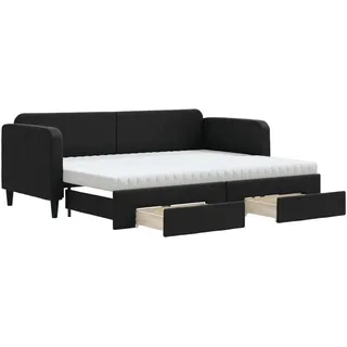 vidaXL Tagesbett Ausziehbar mit Schubladen Schwarz 80x200 cm Stoff - Schwarz