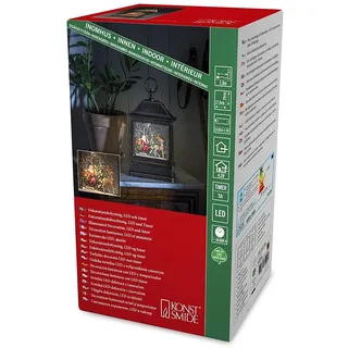 Konstsmide LED Schneelaterne mit Weihnachtsmann im Schlitten, 8,5 x 17,5 x 25 cm