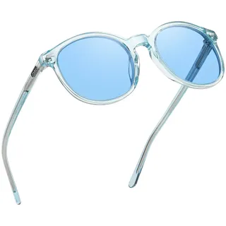 DUCO Retro Polarisierte Damen Sonnenbrille Vintage UV400 Schutz Sonnenbrillen Leichtgewicht Acetat Rahmen 1230 (Transparentes Blau)