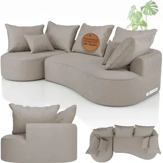Juskys Sofa Tirano - Ecksofa L-Form, inkl. Kissen, 4-Sitzer Eckcouch, Samt Beige &
