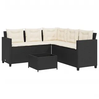 vidaXL Gartensofa in L-Form Loungeset schwarz/weiß