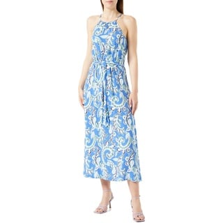 ONLY Damen Onlnova Life S/L Joy Long Dress Aop Ptm, Dazzling Blue/Aop:440 Soft Boho, 40