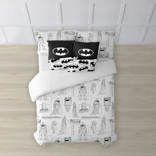BELUM | Bettbezug Batman | Bettbezug Modell Batman Features | Bettbezug mit Knöpfen | Bettbezug 100% Baumwolle | Qualitätsbettbezug | Bettbezug (120 cm Bett (200 x 200 cm)