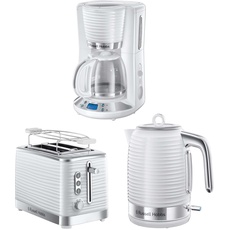 Russell Hobbs Inspire White Frühstückset Toaster, Wasserkocher und Kaffeemaschine