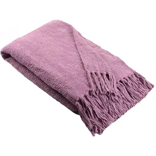 Appletree Überwurf/Decke (130 x 180 cm) – Chenille-Überwurf in Rot Mauve – strukturierter Leinenüberwurf in Heidekraut – Dunkelrosa Decke gewebt – Überwurf mit Quasten – für Wohnzimmer und