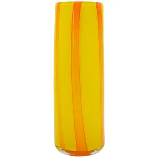 Vase , Gelb , Glas , zylindrisch , 32 cm , mundgeblasen, Hotcut, handgemacht , Dekoration, Vasen, Glasvasen