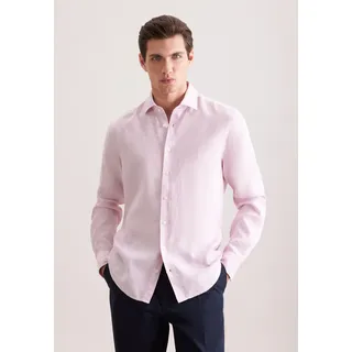 Leinenhemd SEIDENSTICKER "Schwarze Rose", Herren, Gr. L (41), normale Ärmellängen, rosa (rosé), 100% Leinen, unifarben, regular fit, 2-Knopf-Manschette, Hemden Leinenhemd, Regular 1/1 Kentkragen Uni
