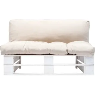 vidaXL Outdoor-Sofa Paletten mit Kissen in Sandfarben Kiefernholz - Beige