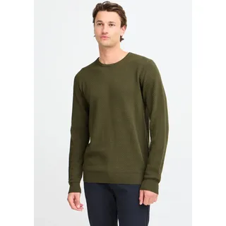 Blend Rundhalspullover "BHREDHILL crewneck" mit Markenlabel, aus Baumwolle, Slim Fit, ohne Verschluss, forest night