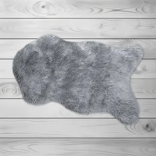 Kinzler Fellteppich »Kunstfell« fellförmig 30 mm Höhe Uni-Farben, weich & flauschig, waschbar, ideal als Bettvorleger, silberfarben