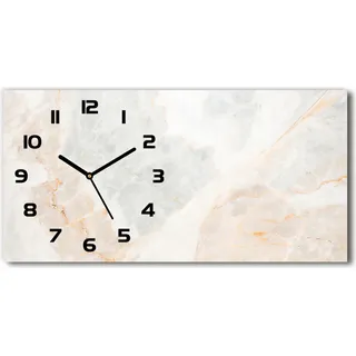Wanduhr aus Glas – 60x30 cm - Glasbild - Glasuhr - Gehärtetes Glas - schwarze-zeiger - Marmor