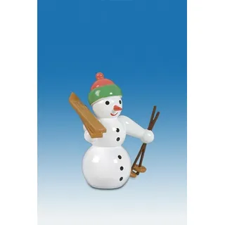 Holzfigur Weihnachtsfigur Schneemann Skiträger Höhe ca 6,5 cm NEU Erzgebirge