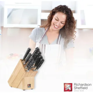 V Sabatier Messerblock mit Messerset - 10-teilig - Hochwertiges Design - Massivholz