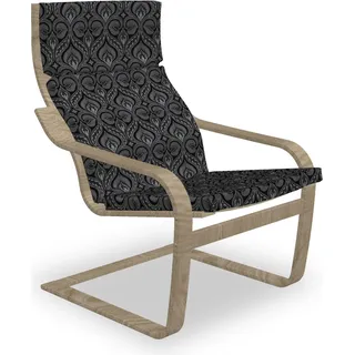 ABAKUHAUS Renaissance Poäng Sessel Polster, Boho Traditional, Sitzkissen mit Stuhlkissen mit Hakenschlaufe und Reißverschluss, Grau schwarz - Grau