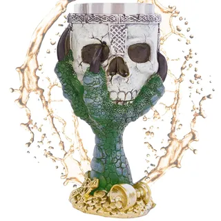 Kelch ''Claw of the Emerald Dragon'' - Totenkopf in grüner Drachenklaue - Deko Fantasy