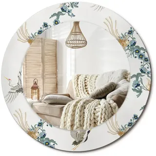 Wallfluent Spiegel Rund Ø 50 cm mit Aufdruck , Multicolor , Glas , 50x50x0.4 cm , Spiegel, Wandspiegel