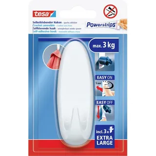 Tesa Garderobenhaken Powerstrips XL Oval Weiß