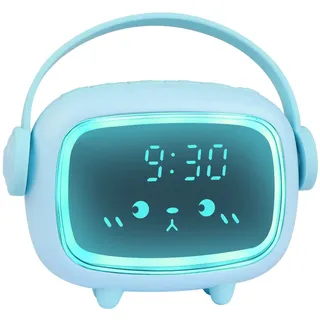 Ayybboo Kinderwecker Digital mit Nachtlicht Snooze,Aufladbarer Wecker für Mädchen Jungen,6 Klingeltöne,Countdown,3 Helligkeitsstufen,Ideal für Kinderzimmer Wohnzimmer Schule(reines Blau)