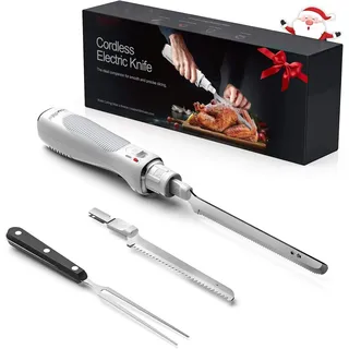 Keenstone Elektrisches Messer Kabelloses, Sägeklingenmesser für Truthahn, Fleisch, Fischfilet & Brot, Ergonomisches Design mit komfortablem Griff – USB-C wiederaufladbar, leichtes Schneiden