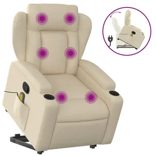vidaXL Massagesessel mit Aufstehhilfe Creme Stoff - Creme