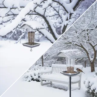 BOLD Vogelhaus mit Ständer wetterfest/Vogelhaus zum Aufhängen (Robustes Vogelfutterhaus zum Hinstellen oder Aufhängen, Bird Feeder Futterstation für Wildvögel) 1,40m Höhe