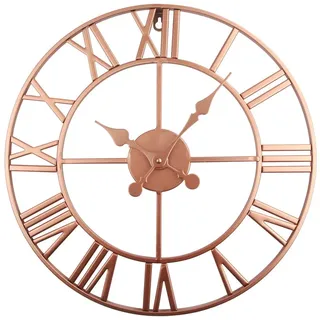 Timelike Große Metall Wanduhr - Vintage Europäische Industrie Lautlos Mit Römischen Ziffern Für Dekor, Zuhause, Loft, Wohnzimmer, Schlafzimmer, Café (Kupfer)