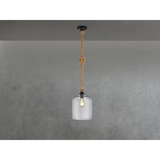Kleine Lampenglasschirm Taulampe mit Knoten Seillampenkabel im Industriedesign - Schwarz