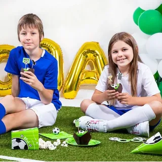 6 Popcorn Schachteln Fußball Party 12,5x8,5cm