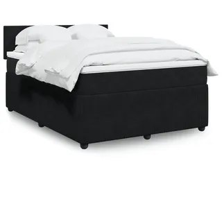 vidaXL Boxspringbett mit Matratze Schwarz 140x190 cm Samt