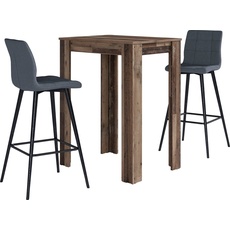 Bild von Bargruppe »Essgruppe Nele, Stühle Simone«, (Set, 3 tlg., Tisch mit Barhockern), Barhocker, Bartisch, schwarz