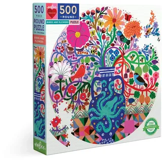 eeBoo eeBoo's Love Piece Round Adult Jigsaw Puzzle Vögel Birds and Flowers recyceltem Karton Erwachsene 500 Bunte Teile-PZFBDF