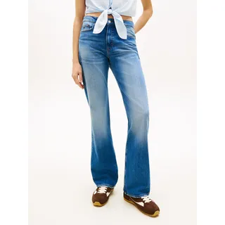 Bootcut-Jeans TOMMY JEANS "CLEO MID BOOTCUT", Damen, Gr. 28, Länge 32, denim medium, Denim/Jeans, Obermaterial: 99% Baumwolle, 1% Elasthan, unifarben, bootcut fit lang, Jeans Bootcut-Jeans, im Baumwoll-Mix, Mid Waist