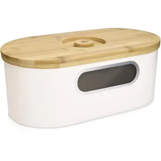 Navaris Brotkasten mit Deckel aus Holz - Brotbox zur Aufbewahrung inkl. Schneidebrett - Brottopf Küche mit Holzdeckel - Brot Dose Bambus oval