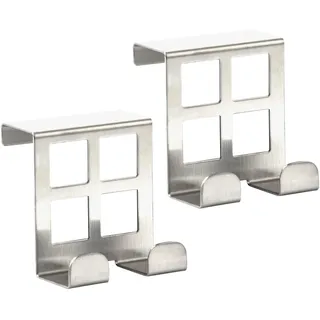 RICOO 2 x Türhaken zum Einhängen Edelstahl Haken Badezimmer MH030Sx2 Garderobenhaken Kleiderhaken Tür Garderobe Bademantel- & Handtuchhaken ohne Bohren Türgarderobe Türhänger Metallhaken Jackenhaken