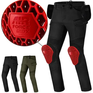 SHIMA Giro Motorrad Hose Herren mit Protektoren Airforce Knieprotektoren Motorradhose Kurzgrößen Hosen für Mann Protektorenhose Textilhose Urban Stretch Cargohose Lang (Männer, Schwarz, 40/32)