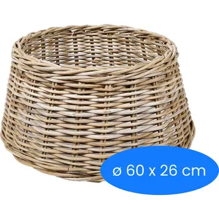 Geflochtener Weihnachtsbaumrock - Ø 60 x 26 cm - Weihnachtsbaumkorb - Weihnachtsbaum - Weihnachtsbaumständer - Weihnachtsdekoration - Braun - Braun, Grau
