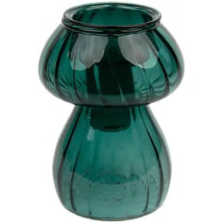 Kerzenhalter aus Glas in Pilzform, Grün oder als Knospenvase, Elegante Tischdekoration für Weihnachten, Verwendung als Heimdekoration, Strumpffüller, Wichteln, Größe: 11,5