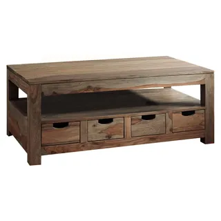 MASSIVMOEBEL24.DE Couchtisch Sheesham 120x70x50 grau geölt NATURE GREY #33 - Grau