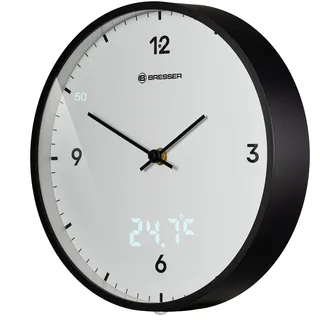 Bresser MyTime mit LED-Sekunden-/Temperaturanzeige Ø 24 cm Weiß