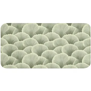 OnlyWow Badematte Fächer - Blatt - Grün Badezimmerteppich 120x60 cm , Pastellgrün , Textil , Füllung: Polyurethan (Pur) , Rechteckig , 120x60 cm , Heimtextilien, Badtextilien, Badematten