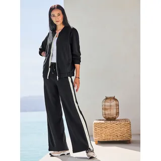 Shirtjacke HEINE "Jersey-Jacke", Damen, Gr. 36, schwarz, 50% Modal, 44% Polyester, 6% Elasthan, gemustert, mehrfarbig, unifarben, Rundhals, Shirts Shirtjacke
