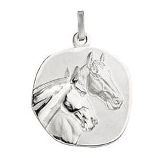 SIGO Anhänger Pferde Pferdeköpfe 925 Sterling Silber matt mattiert Silberanhänger