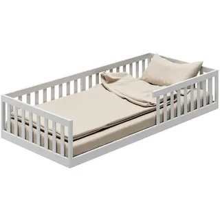 Kids Collective Jugendbett Bodenbett 90 x 200 cm Kiefer massiv weiß