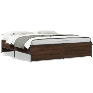 vidaXL Bettgestell Braun Eichen-Optik 180x200 cm Holzwerkstoff Metall - Braun