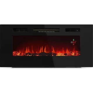 Klarstein Galeras Smart Elektrokamin - 1800 W Heizleistung, Realistische LED-Flammen, App & Fernbedienung, Einstellbare Farben & Helligkeit, Überhitzungsschutz, Wandkamin Elektrisch - Schwarz