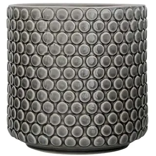 Nordring Retro Übertopf Vintage Pflanztopf für Zimmerplanzen Blumentopf Dotty L (15,5 cm ø), grau, Keramik