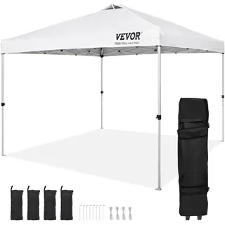 Vevor Faltpavillon 3,05 x 3,05 m inkl. 4 Seitenteile Weiß/Silber
