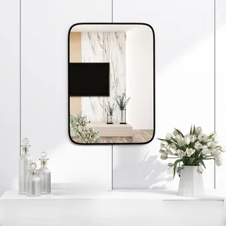 Costway FANTASK Badezimmerspiegel, 70 x 50 cm großer Kosmetikspiegel mit bruchsicherer Folie & Dehnschrauben